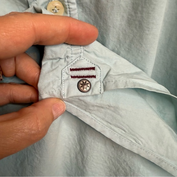 Thaddeus |  Men's Light Blue Casual Button Down Shirt with Reinforced Elbows - Picture 6 of 9